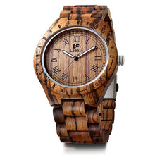 Load image into Gallery viewer, LeeEv Ev1001 Natural Handmade Zebra Sandal Wooden Watches For Men Luxury Watch MIYOTA Quartz Retro Antique Sandalwood Relogio