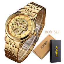 Load image into Gallery viewer, Luxury Dragon Skeleton Automatic Mechanical Watches For Men Wrist Watch Stainless Steel Strap Gold Clock Waterproof Mens relogio
