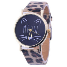 Load image into Gallery viewer, Watch OTOKY Willby Cute Meow Cat Face Watch Leopard PU Leather Quartz Wrist Watches 161213 Drop Shipping