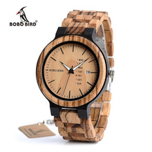 Load image into Gallery viewer, BOBO BIRD Men Watch Auto Date Wood Watches Men Timepieces Quartz Wrist Wristwatches relogio masculino C-O26 DROP SHIPPING