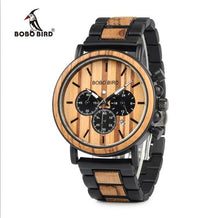 Load image into Gallery viewer, BOBO BIRD Stopwatch Bamboo Wooden Watches Men Wrist Watch Quartz Clock Gift in Wood Box Saat erkek in Wood Box Customize Logo