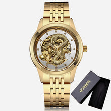 Load image into Gallery viewer, Skeleton Gold Mechanical Watch Men Automatic 3D Carved Dragon Steel Mechanical Wrist Watch China Luxury Top Brand Self Wind 2018