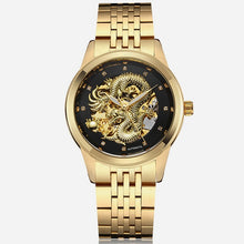 Load image into Gallery viewer, Skeleton Gold Mechanical Watch Men Automatic 3D Carved Dragon Steel Mechanical Wrist Watch China Luxury Top Brand Self Wind 2018