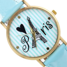 Load image into Gallery viewer, Watch OTOKY Willby Cute Striped Paris Eiffel Tower Watch Women Girl PU Leather Quartz Analog Wrist Watches 161213 Drop Shipping
