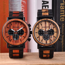 Load image into Gallery viewer, BOBO BIRD Wood Watches Men Stopwatch relojes hombre Show Date Wooden Wristwatch Male Timepieces In Gift Box