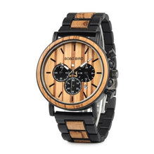 Load image into Gallery viewer, BOBO BIRD Wood Watches Men Stopwatch relojes hombre Show Date Wooden Wristwatch Male Timepieces In Gift Box