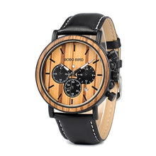 Load image into Gallery viewer, BOBO BIRD Wood Watches Men Stopwatch relojes hombre Show Date Wooden Wristwatch Male Timepieces In Gift Box