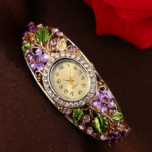 Load image into Gallery viewer, Women Bangle Crystal Flower Bracelet Quartz Watch Wristwatch Eye-catching Luxury brands Top brands Elegant reloj mujer#25