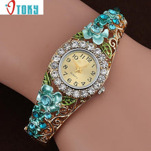 Load image into Gallery viewer, Hot hothot Sales Elegant Bangle Watch Women Crystal Flower Strap Rhinestone Dial Bracelet Quartz Watches relogio feminino jy29