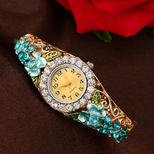 Load image into Gallery viewer, Hot hothot Sales Elegant Bangle Watch Women Crystal Flower Strap Rhinestone Dial Bracelet Quartz Watches relogio feminino jy29