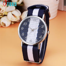 Load image into Gallery viewer, Drop Shipping Women Men Casual Canvas Bracelet Wrist Quartz Watch The British French watch is hot au151