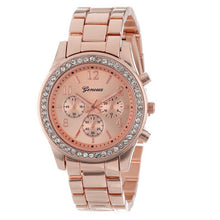 Load image into Gallery viewer, Watch Digital Alarm Faux Chronograph Plated Classic Faux Chronograph Quartz Classic Round Ladies Women Crystals Watch