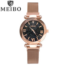 Load image into Gallery viewer, CCQ Brand Watch Luxury Fashion Casual Watches MEIBO Quartz Stainless Steel Band Magnet Buckle Starry Sky Analog Wrist Watch 20*
