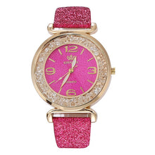 Load image into Gallery viewer, Luxury women watches leather watchband Fashion Crystal Rhinestone stainless steel quartz wristwatches ladies dress clock relogio