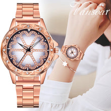 Load image into Gallery viewer, Drop Shipping Fashion Women Flower Rhinestone Wrist Watch Luxury Casual Rose Gold Steel Belt Quartz Watch Relogio Feminino 2019