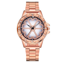 Load image into Gallery viewer, Drop Shipping Fashion Women Flower Rhinestone Wrist Watch Luxury Casual Rose Gold Steel Belt Quartz Watch Relogio Feminino 2019