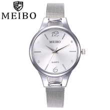 Load image into Gallery viewer, MEIBO Women Watches reloj mujer Fashion Silver Ladies Watch Woman Stainless Steel 2018 Casual Wristwatch 18SEP26