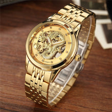 Load image into Gallery viewer, Luxury Dragon Skeleton Automatic Mechanical Watches For Men Wrist Watch Stainless Steel Strap Gold Clock Waterproof Mens relogio
