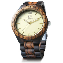 Load image into Gallery viewer, LeeEv Ev1001 Natural Handmade Zebra Sandal Wooden Watches For Men Luxury Watch MIYOTA Quartz Retro Antique Sandalwood Relogio

