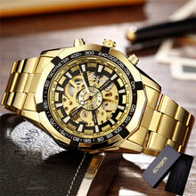 Load image into Gallery viewer, Automatic Mechanical Watch Men Winner Skeleton Watches Gold Bracelet Wristwatch Luxury Brand Mechanical Clock Male Self-winding
