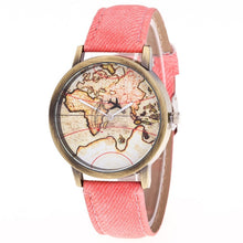 Load image into Gallery viewer, montre femme Wrist Watch Airplane World Map Women Men horloge Leather Quartz Watches jun20
