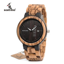 Load image into Gallery viewer, BOBO BIRD Men Watch Auto Date Wood Watches Men Timepieces Quartz Wrist Wristwatches relogio masculino C-O26 DROP SHIPPING
