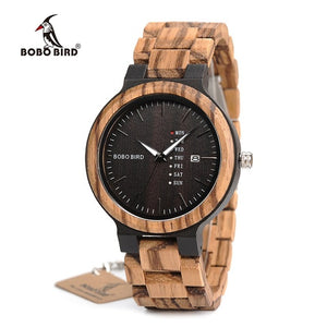 BOBO BIRD Men Watch Auto Date Wood Watches Men Timepieces Quartz Wrist Wristwatches relogio masculino C-O26 DROP SHIPPING