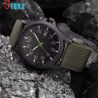 OTOKY Willby Men's Weaved Fabric Band Calendar  Waterproof Military Quartz Wrist Watch 161228 Drop Shipping