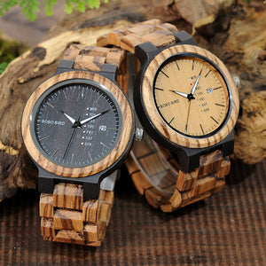 BOBO BIRD LO26-1-2 Men Wristwatches Quartz Movement Complete Calendar Watch Week Display Fashion Erkek Kol Saati