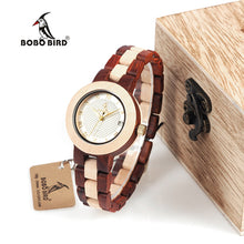 Load image into Gallery viewer, BOBO BIRD Two-tone Timepieces Wooden Watch for Women Brand Design Quartz Lady Watches in Wood Box Accept Customize