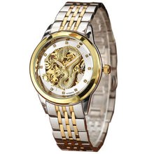 Load image into Gallery viewer, Skeleton Gold Mechanical Watch Men Automatic 3D Carved Dragon Steel Mechanical Wrist Watch China Luxury Top Brand Self Wind 2018

