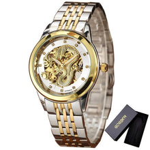 Load image into Gallery viewer, Skeleton Gold Mechanical Watch Men Automatic 3D Carved Dragon Steel Mechanical Wrist Watch China Luxury Top Brand Self Wind 2018
