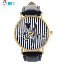 Load image into Gallery viewer, Watch OTOKY Willby Cute Striped Paris Eiffel Tower Watch Women Girl PU Leather Quartz Analog Wrist Watches 161213 Drop Shipping
