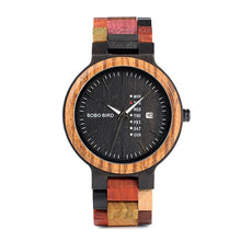 Load image into Gallery viewer, BOBO BIRD Wood Watch Men relogio masculino Timepieces Date and Week Display Watches erkek kol saati V-P14
