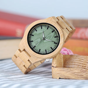 BOBO BIRD L-B22 Fashion Bamboo Men Watch with White Hands Casual Japan Quartz Watch for Male in Wood Gift Box