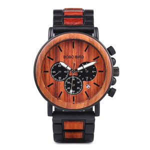 BOBO BIRD Gold Watch Men Luxury Brand Wooden Wristwatches Date Display Stop Watches reloj golden hour