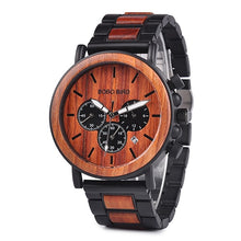 Load image into Gallery viewer, BOBO BIRD Unique Dial Stopwatch Bamboo Wooden Watches Men Wrist Watch With Date Create clock Gift In Wood Box saat erkek