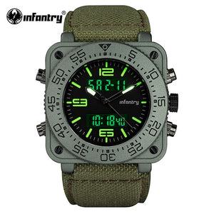 INFANTRY Military Watch Men Square Digital LED Wristwatch Mens Watches Top Brand Tactical Army Sport Nylon relogio masculino