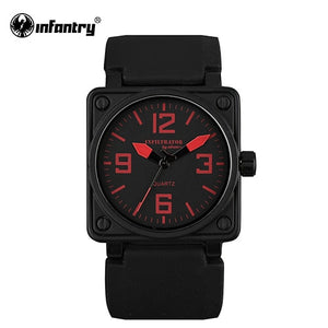 INFANTRY Military Watch Men Square Minimalist Wristwatch Mens Watches Top Brand Luxury Army Sport Silicone Relogio Masculino