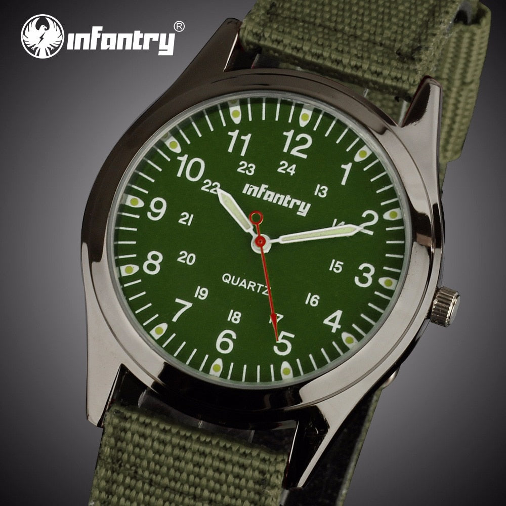 INFANTRY Mens Watches Top Brand Luxury Military Watch Men Luminous Army Tactical Watches for Men Green Nylon Relogio Masculino