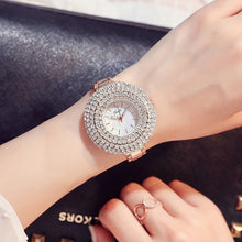 Load image into Gallery viewer, Luxury Top Brand Rose Gold Quartz Womens Watch Bling Bling Full Crystal Dial Stainless Steel Bracelet Dress Ladies Wristwatches
