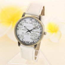 Load image into Gallery viewer, Drop Shipping Retro Letter Print Watch Women Men Denim Jeans Leather Quartz WristWatch 170626

