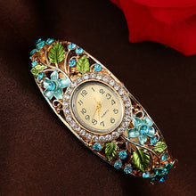 Load image into Gallery viewer, Women Bangle Crystal Flower Bracelet Quartz Watch Wristwatch Eye-catching  Luxury brands Top brands  Elegant  reloj mujer#25
