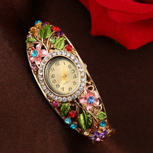 Load image into Gallery viewer, Women Bangle Crystal Flower Bracelet Quartz Watch Wristwatch Eye-catching  Luxury brands Top brands  Elegant  reloj mujer#25
