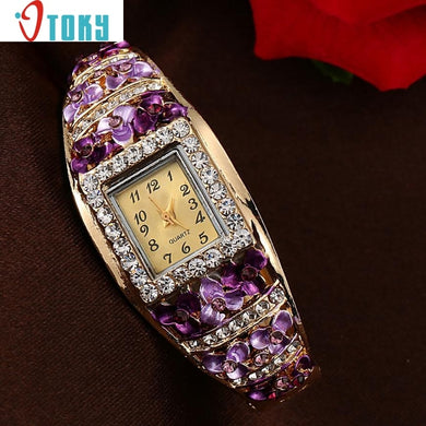 Hot Hothot Sales Elegant Bangle Watch Women Luxury Crystal Flower Bracelet Watches Luxury Quartz Watch relogio feminino at1