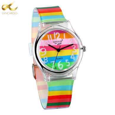 LANCARDO Rainbow Quartz Watch Women Ladies Christmas Brand Luxury Girl Silicone Wrist Watch Clock Montre Femme Relogio Feminino