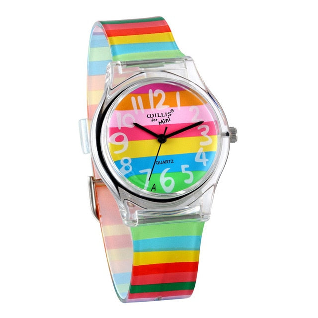 LANCARDO Rainbow Quartz Watch Women Ladies Christmas Brand Luxury Girl Silicone Wrist Watch Clock Montre Femme Relogio Feminino