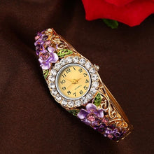 Load image into Gallery viewer, Hot hothot Sales Elegant Bangle Watch Women Crystal Flower Strap Rhinestone Dial Bracelet Quartz Watches relogio feminino jy29
