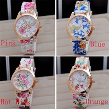 Load image into Gallery viewer, Women Girl Watch Silicone Printed Flower Causal Quartz WristWatches Store sales promotion at a loss of 99 Free Shipping  au8
