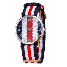 Load image into Gallery viewer, Drop Shipping Women Men Casual Canvas Bracelet Wrist Quartz Watch The British French watch is hot au151
